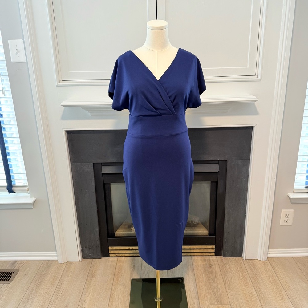 💙 Elegant Alexia Admor Navy Blue Midi Dress – Size Large 💙